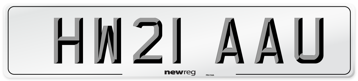 HW21 AAU Number Plate from New Reg